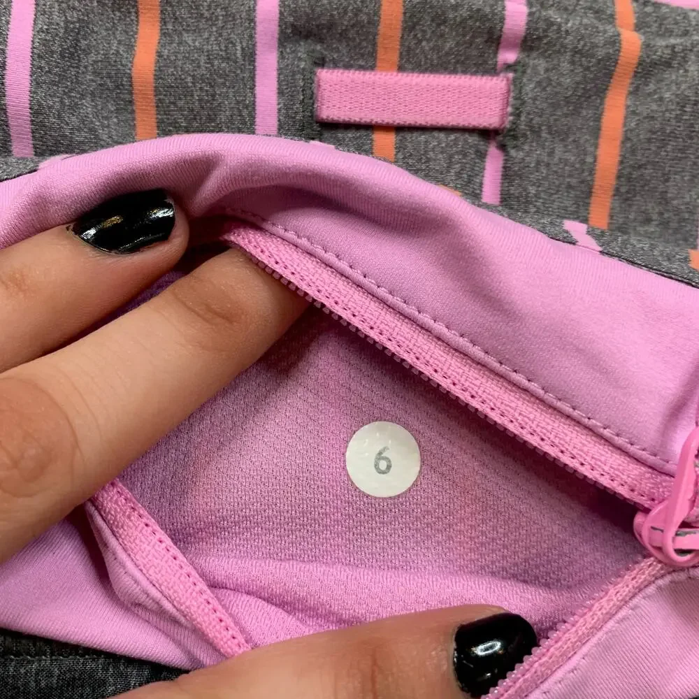 Lululemon Skort Womens 6 Light Pink Gray Pleated Pace Rival Pull On Zip Pocket